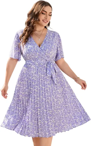 Plus Size Dress - Elegant Pleated Midi Dress, Stylish Design, Versatile for Any Occasion, Flattering for All Body Types.