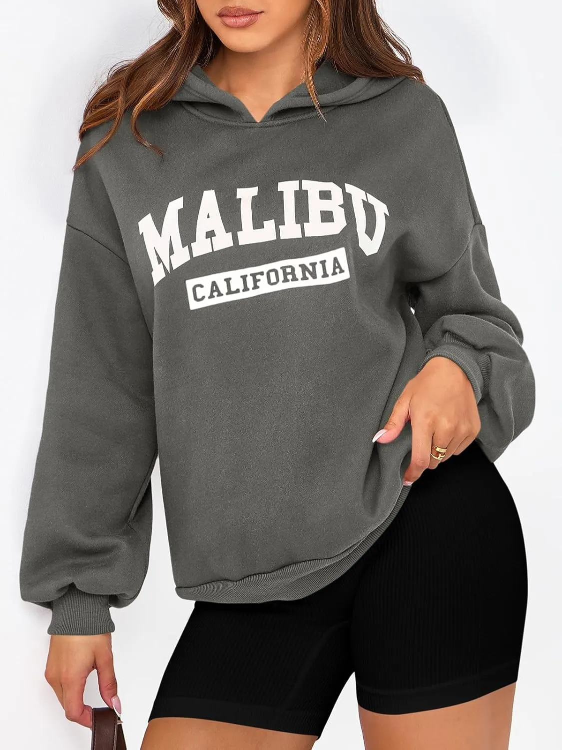 PRETTYGARDEN Womens Hoodies Long Sleeve Letter Sweatshirts 2024 Trendy Loose Fit Pullover Tops Fall Winter Outfits