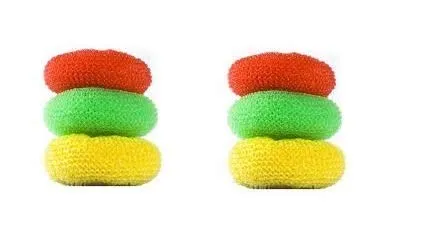 Prisart Plastic Round Nylon Scrubbers for Teflon pots and Pans Cleans up Big Messes with Little Effort Safe for Non-Stick cookware (Multicolour, Medium) (6)