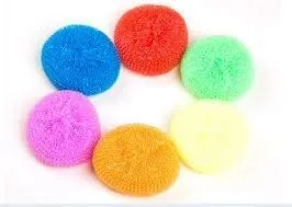 Prisart Plastic Round Nylon Scrubbers for Teflon pots and Pans Cleans up Big Messes with Little Effort Safe for Non-Stick cookware (Multicolour, Medium) (6)
