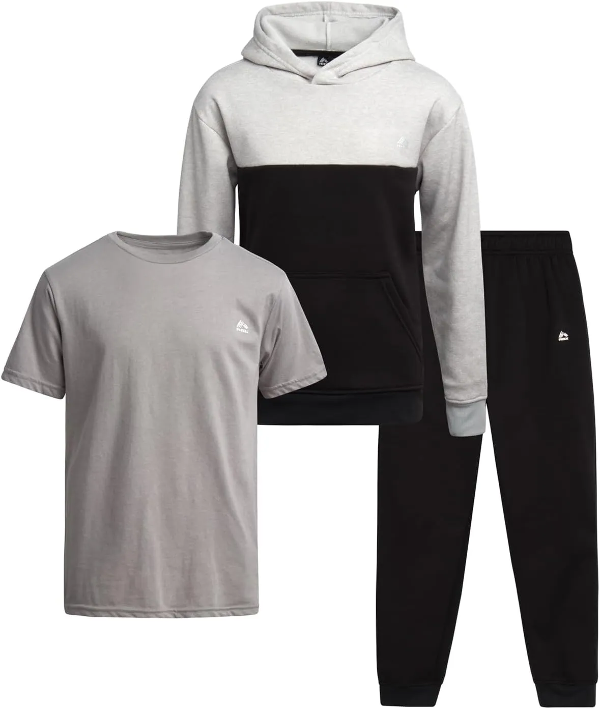 RBX Boys' Active Sweatsuit Set - 3 Piece Fleece Pullover Hoodie, Athletic T-shirt, and Jogger Sweatpants Set (Sizes: 2T-12)