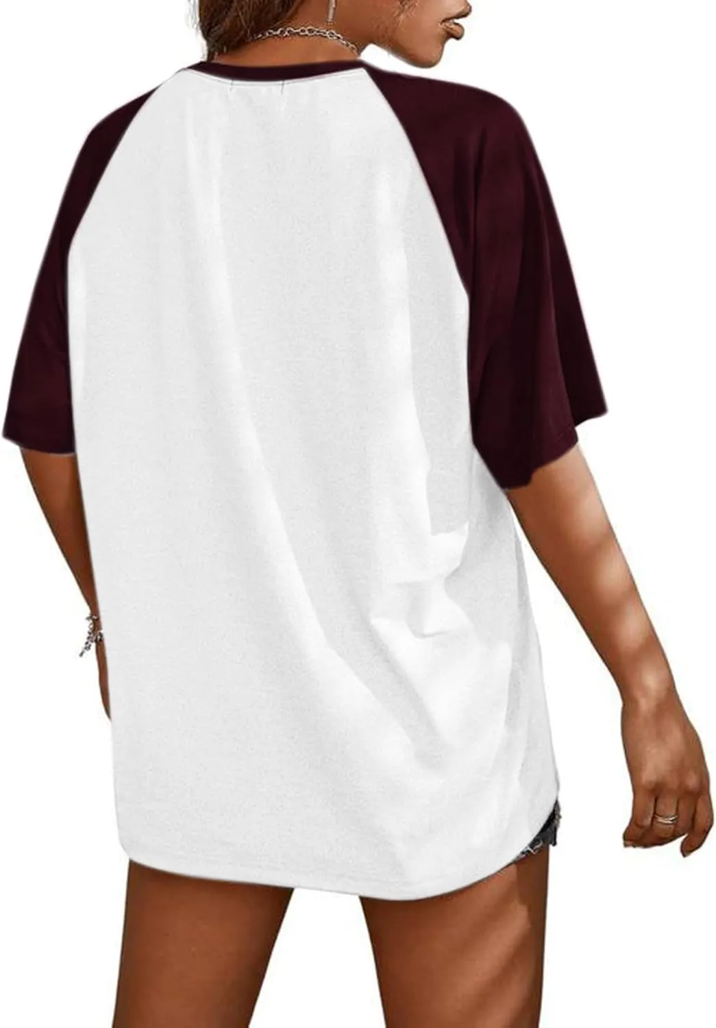 Remidoo Womens Short Sleeve Oversized T Shirt Color Block Crew Neck Casual Tee Tops