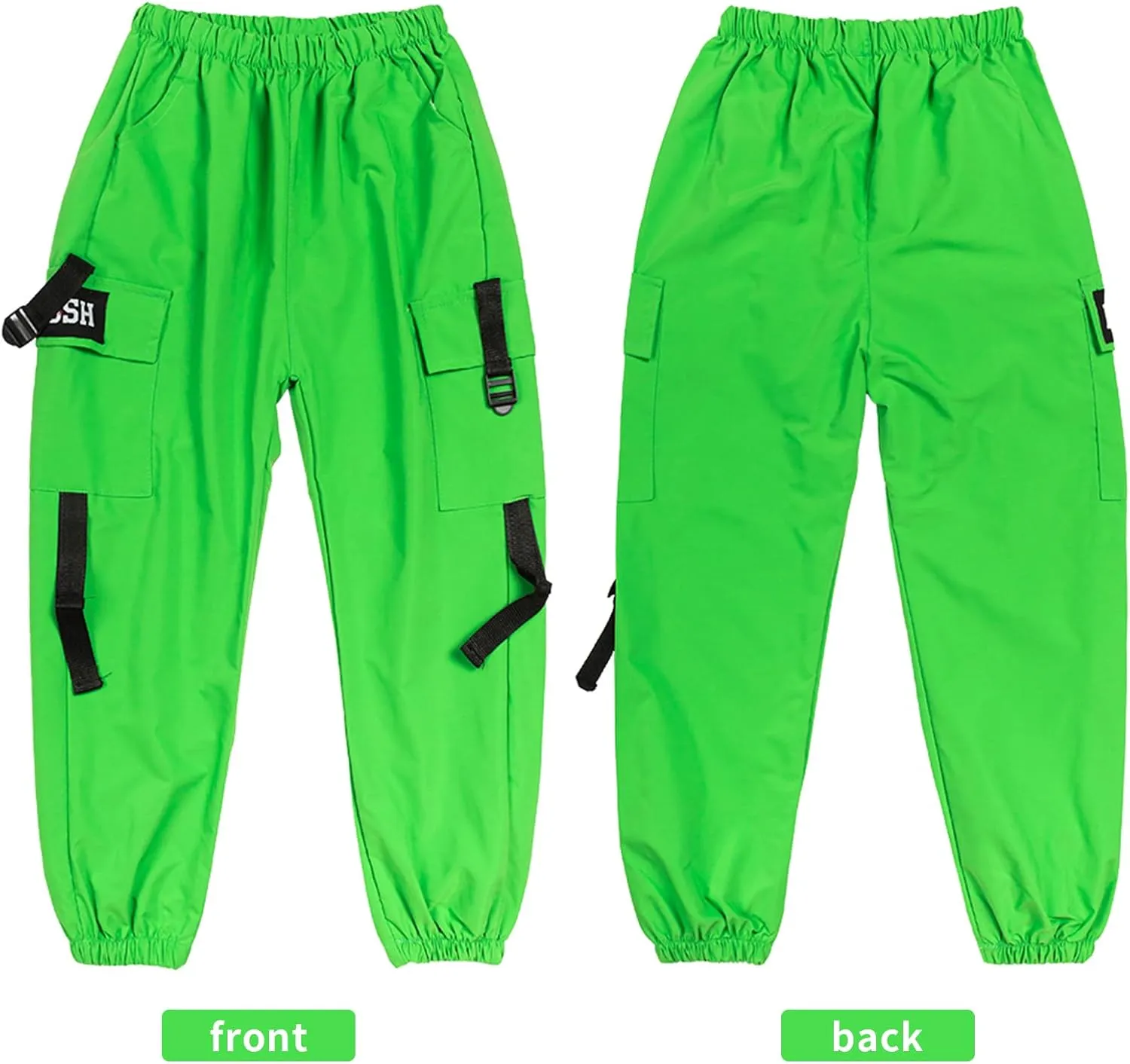 Rolanko Girls Cargo Pants for Kids Loose Streetwear Hip Hop Dance Cotton Cargo Jogger Pants for Kids 4-15 Years