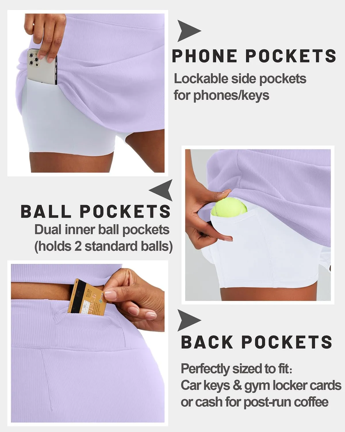 RUNNING GIRL Women's Tennis Skirts with Pockets High Waisted Tummy Control Casual Athletic Workout Golf Skorts
