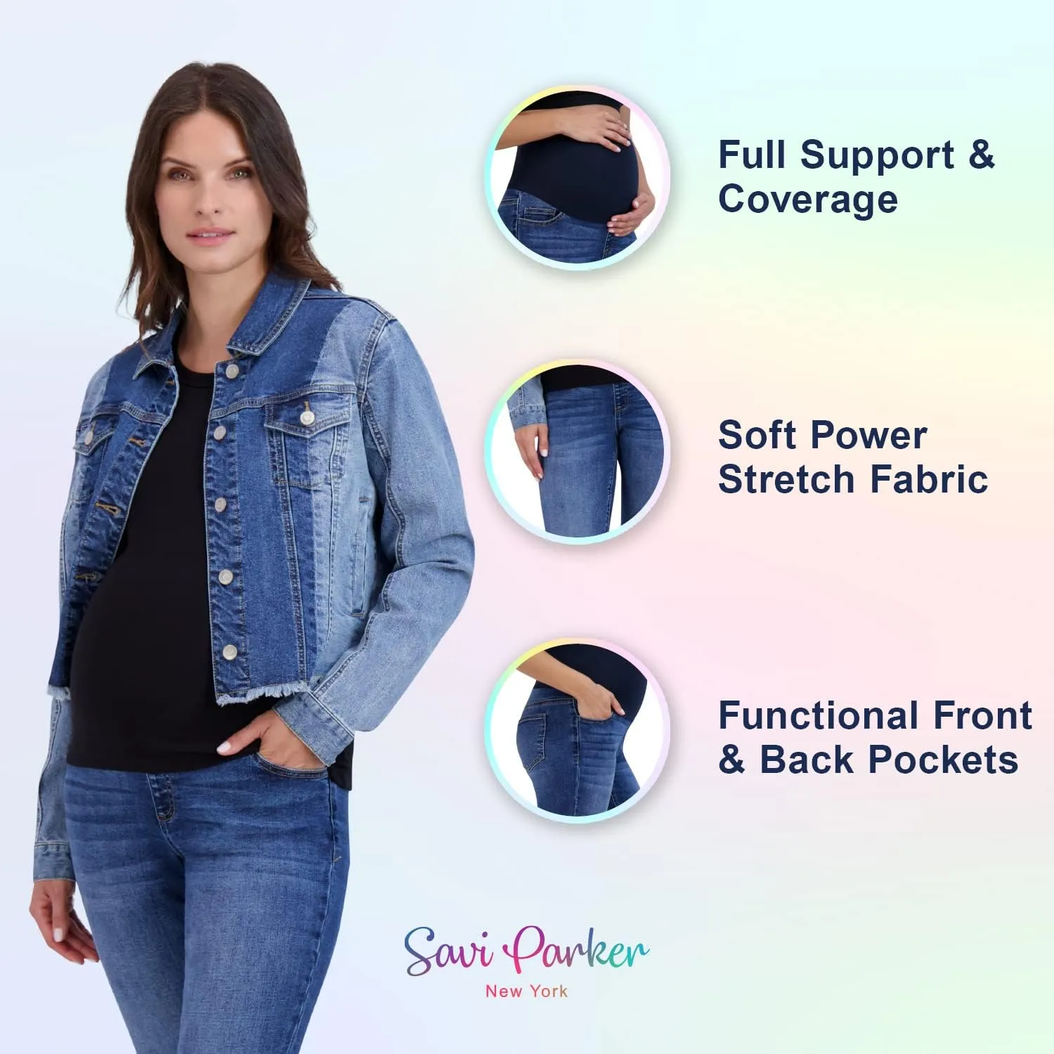 Savi Parker Womens Maternity Jeans Over The Belly - Pregnancy Clothes for All Seasons, Maternity Pants
