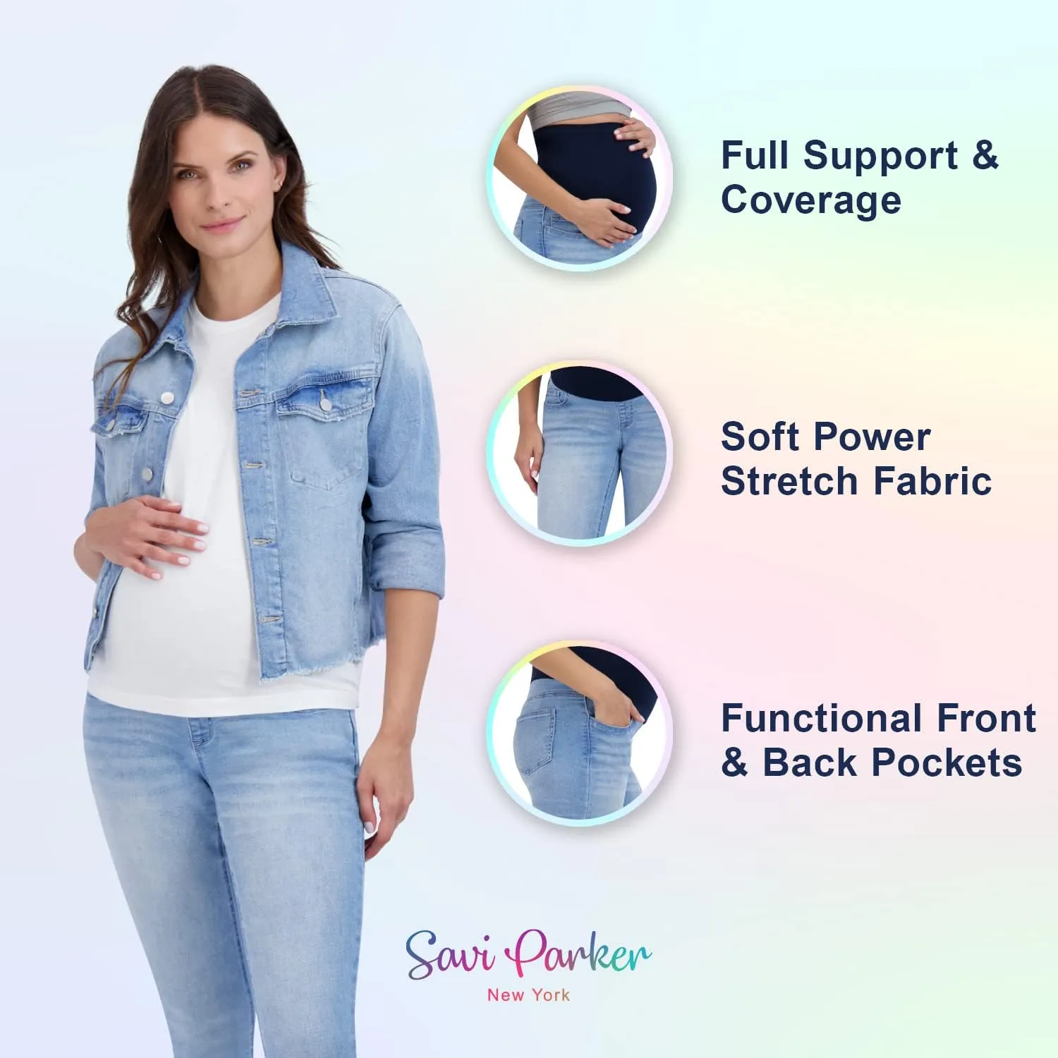 Savi Parker Womens Maternity Jeans Over The Belly - Pregnancy Clothes for All Seasons, Maternity Pants