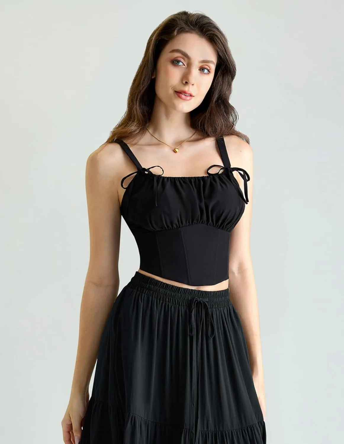 Scarlet Darkness Women's Renaissance Shirt Summer Ruched Bust Fishbone Bustier Corset Tops