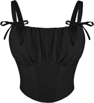 Scarlet Darkness Women's Renaissance Shirt Summer Ruched Bust Fishbone Bustier Corset Tops