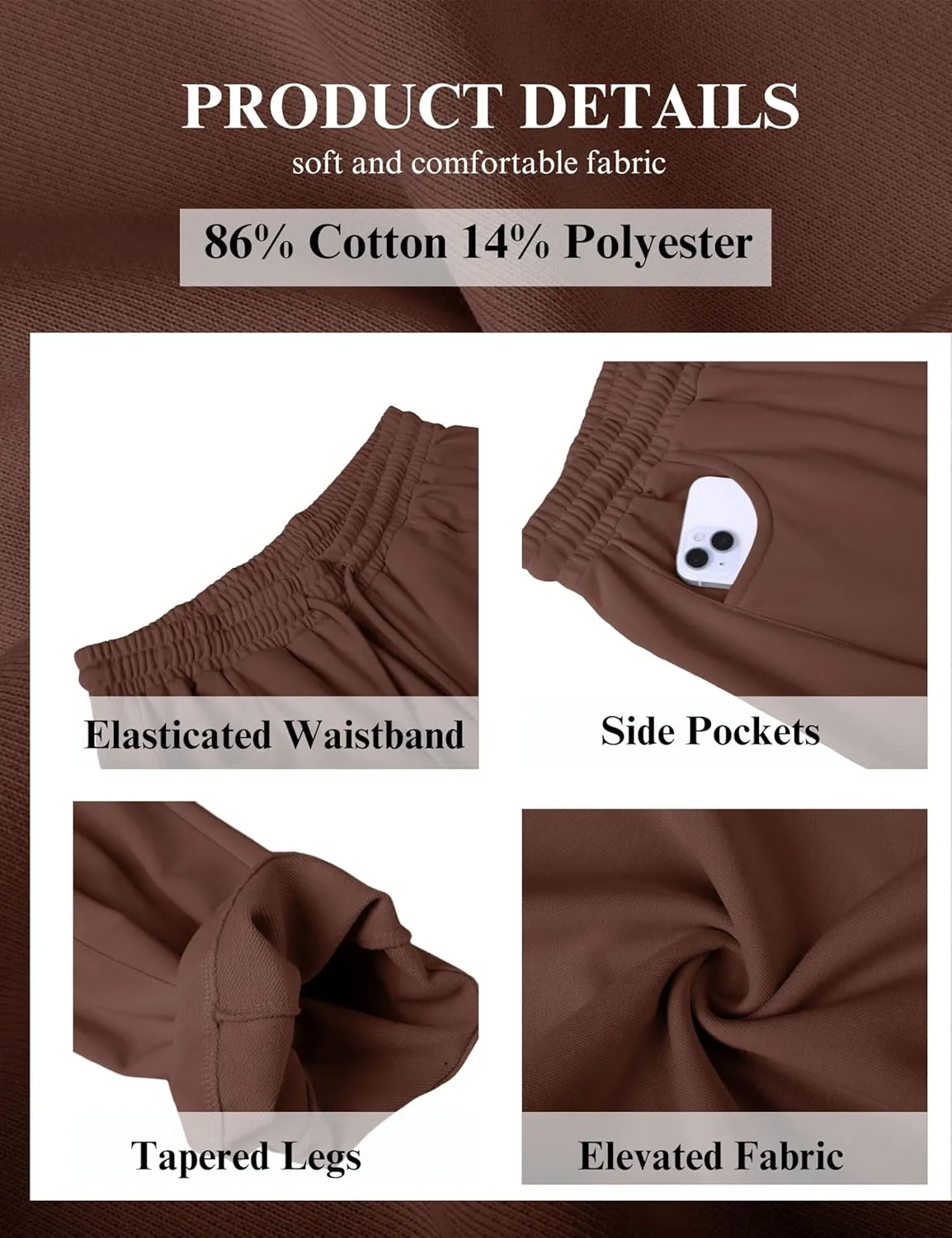 SeekMe Women's Barrel Leg Sweatpant Drawstring Elastic Waisted Wide Leg Pants Casual Cotton Palazzo Trousers with Pockets