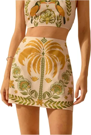 SHENHE Women's Tropical Floral Print High Waisted Skirt A Line Summer Boho Short Skirt