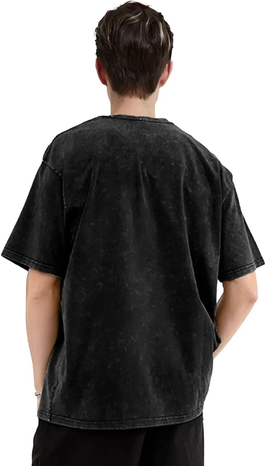 Shirt Men's Short Sleeve Summer Cotton Loose Fit Casual Graphic Tops