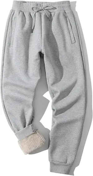 Shiyifa Men's Winter Warm Fleece Sherpa Lined Sweatpants Active Thermal Track Jogger Pants with Pockets