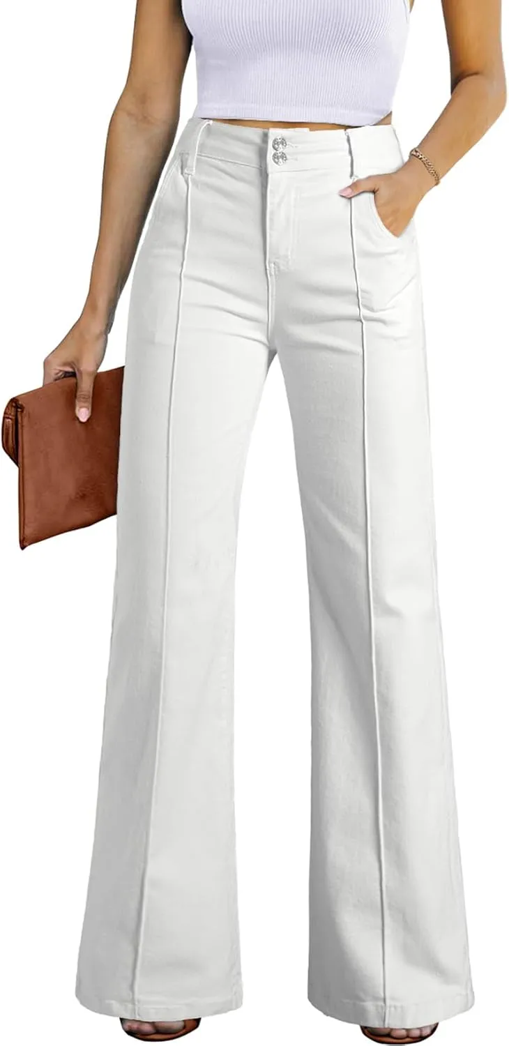 Sidefeel Womens Wide Leg Jeans Casual Baggy High Waisted Stretch Denim Pants