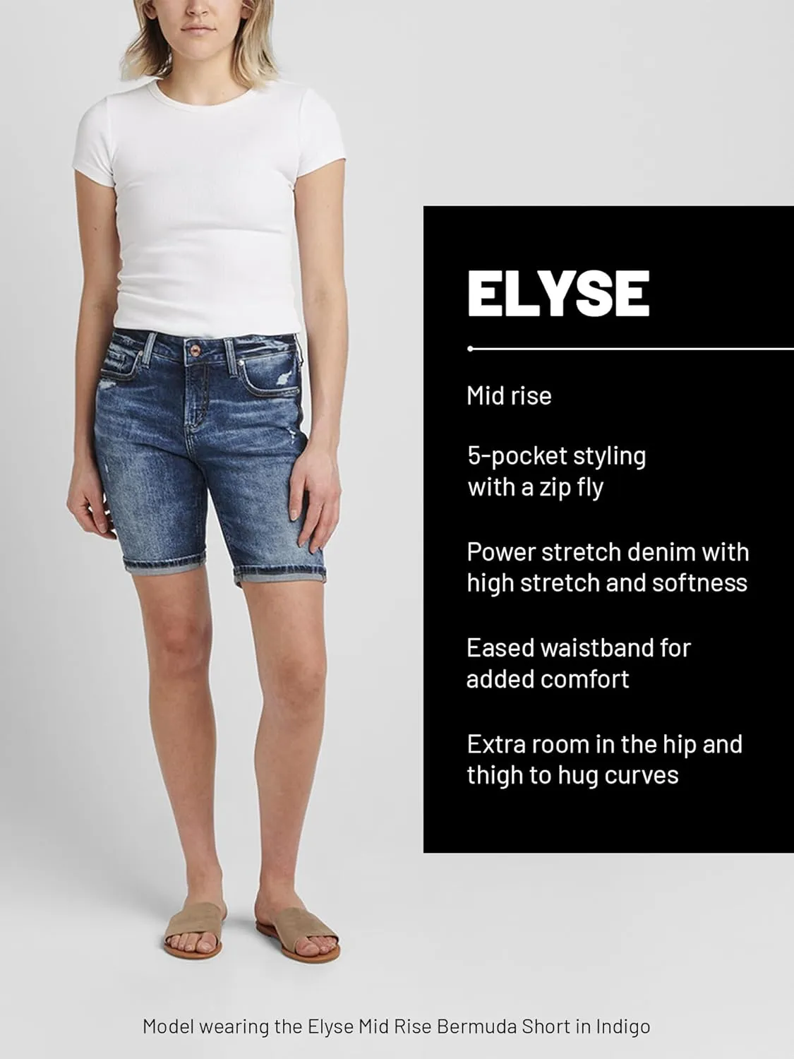 Silver Jeans Co. Women's Elyse Mid Rise Comfort Fit Short