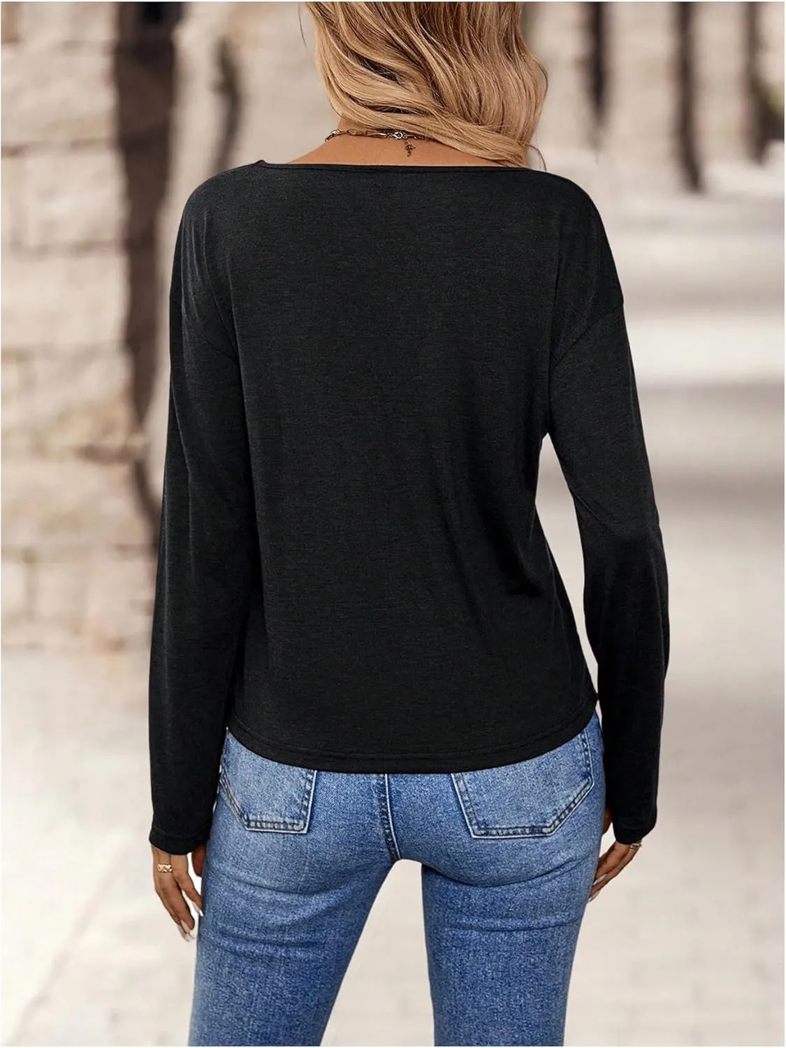 SOLY HUX Women's Graphic Tees V Neck Long Sleeve T Shirt Rock Roll Vintage Casual Tops