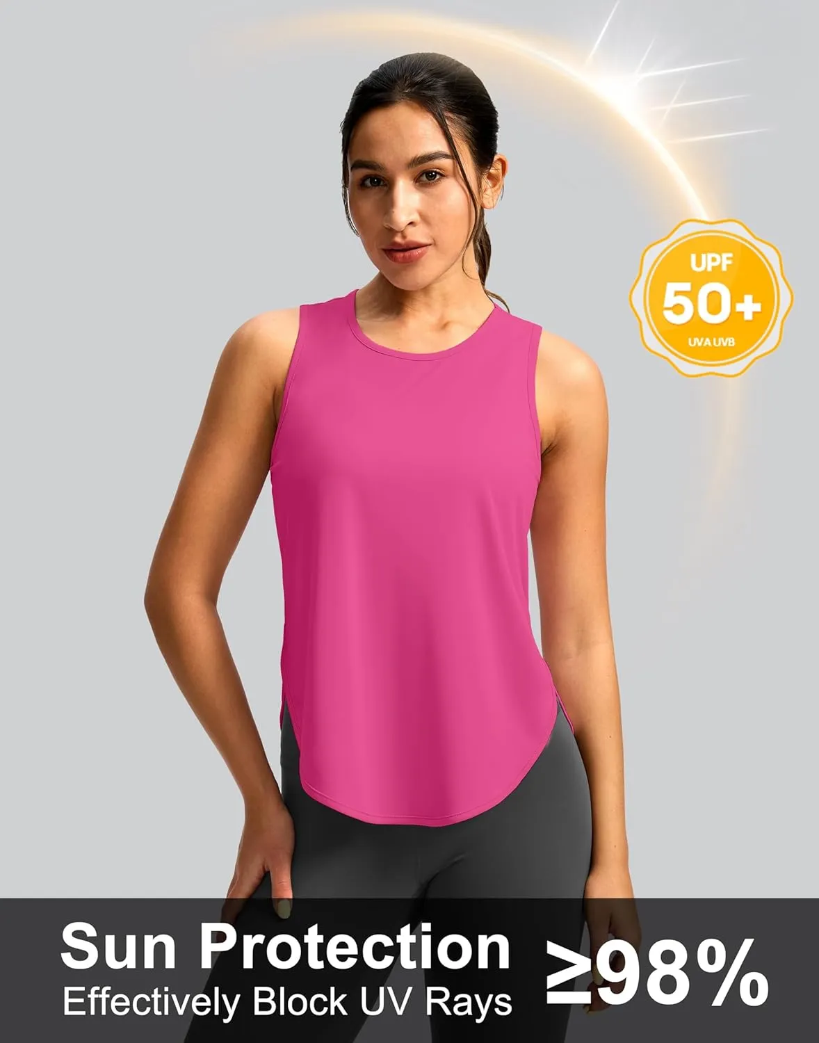 Soothfeel Women's Workout Tank Tops Racerback Sleeveless Running Tennis Shirt Loose Fit Sports Gym Exercise Yoga Athletic Top