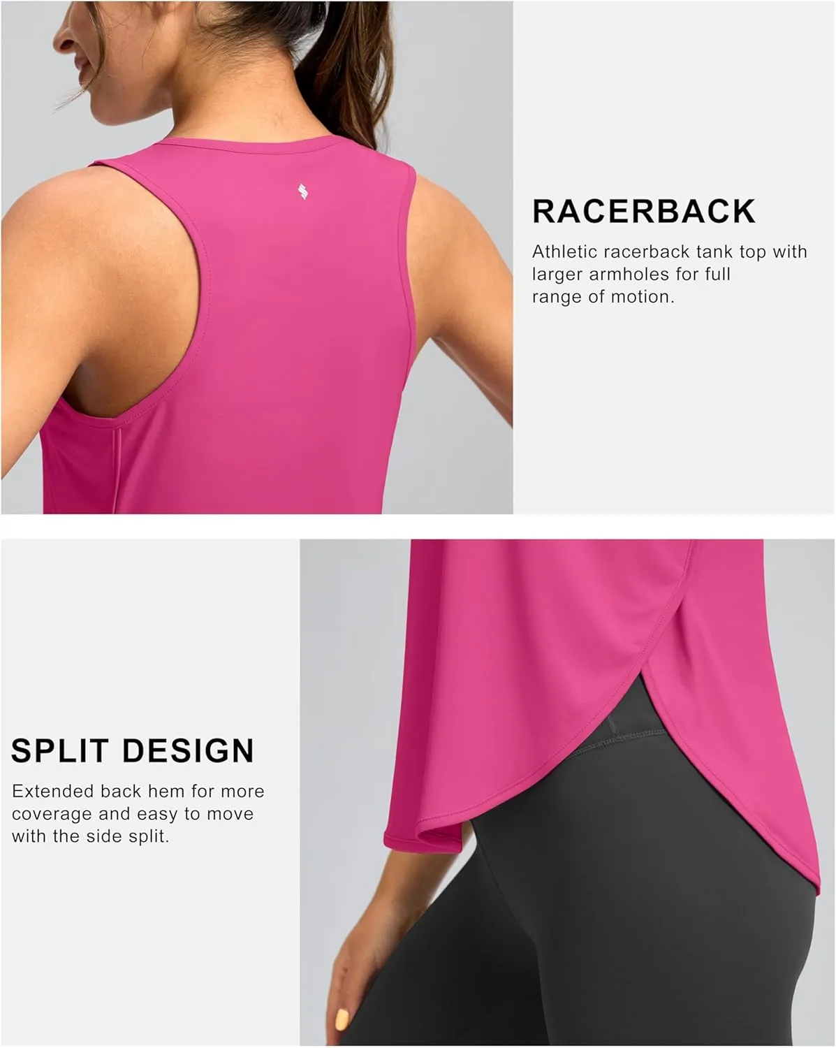 Soothfeel Women's Workout Tank Tops Racerback Sleeveless Running Tennis Shirt Loose Fit Sports Gym Exercise Yoga Athletic Top