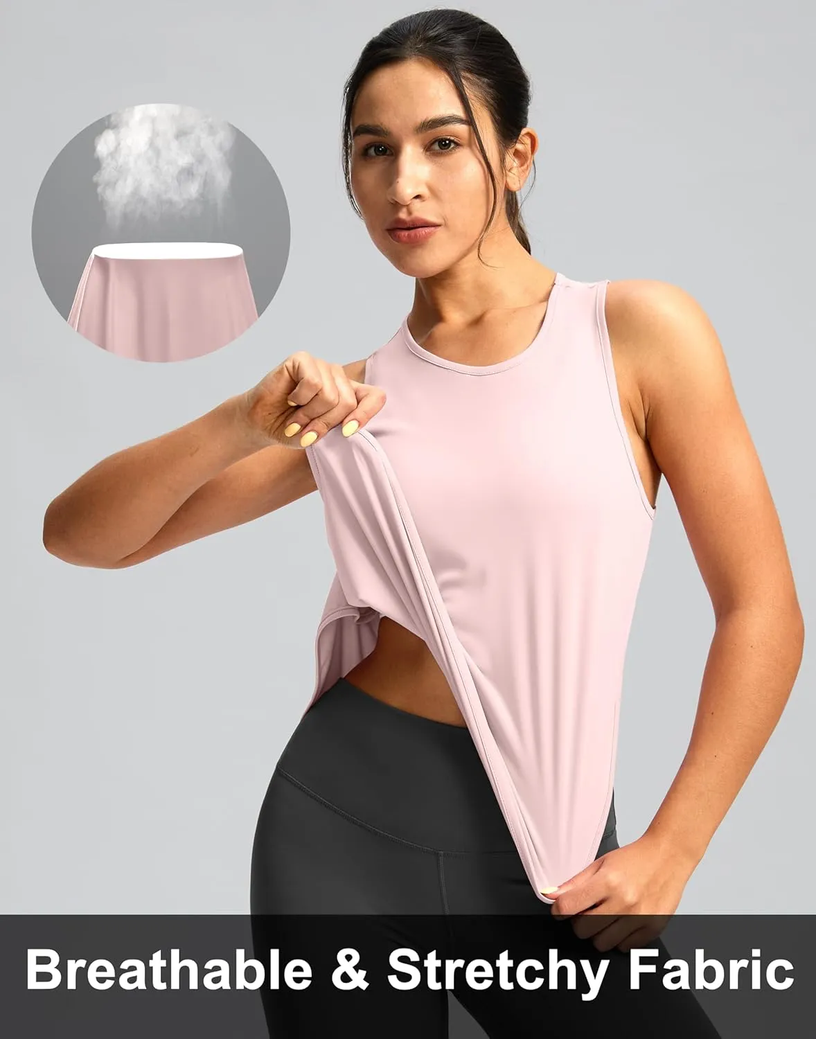 Soothfeel Women's Workout Tank Tops Racerback Sleeveless Running Tennis Shirt Loose Fit Sports Gym Exercise Yoga Athletic Top