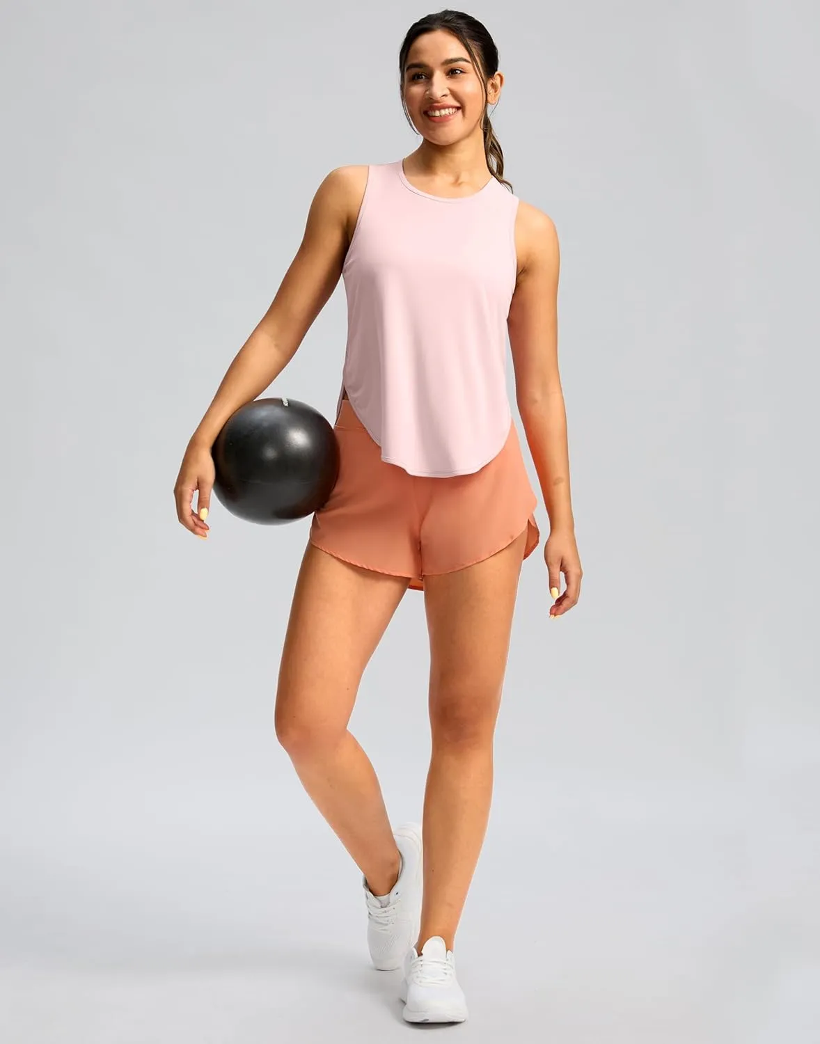 Soothfeel Women's Workout Tank Tops Racerback Sleeveless Running Tennis Shirt Loose Fit Sports Gym Exercise Yoga Athletic Top
