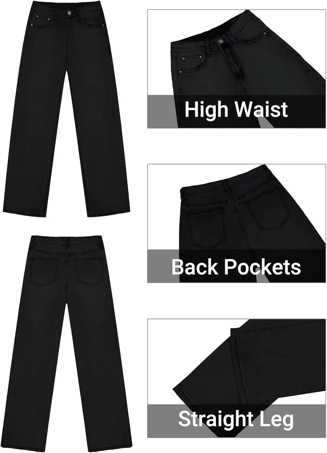 Straight Leg Jeans for Women Trendy High Waisted Cropped Boyfriend Mom Stretchy Frayed Hem Loose Wide Leg Baggy Pants