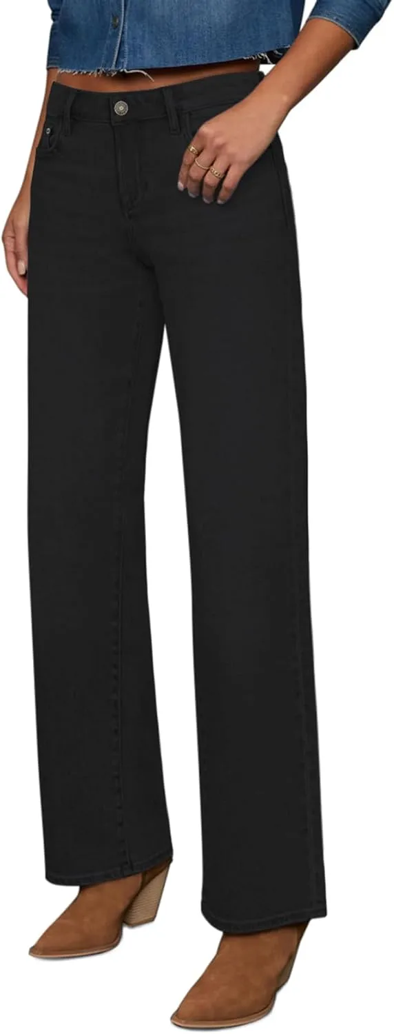 Straight Leg Jeans for Women Trendy High Waisted Cropped Boyfriend Mom Stretchy Frayed Hem Loose Wide Leg Baggy Pants