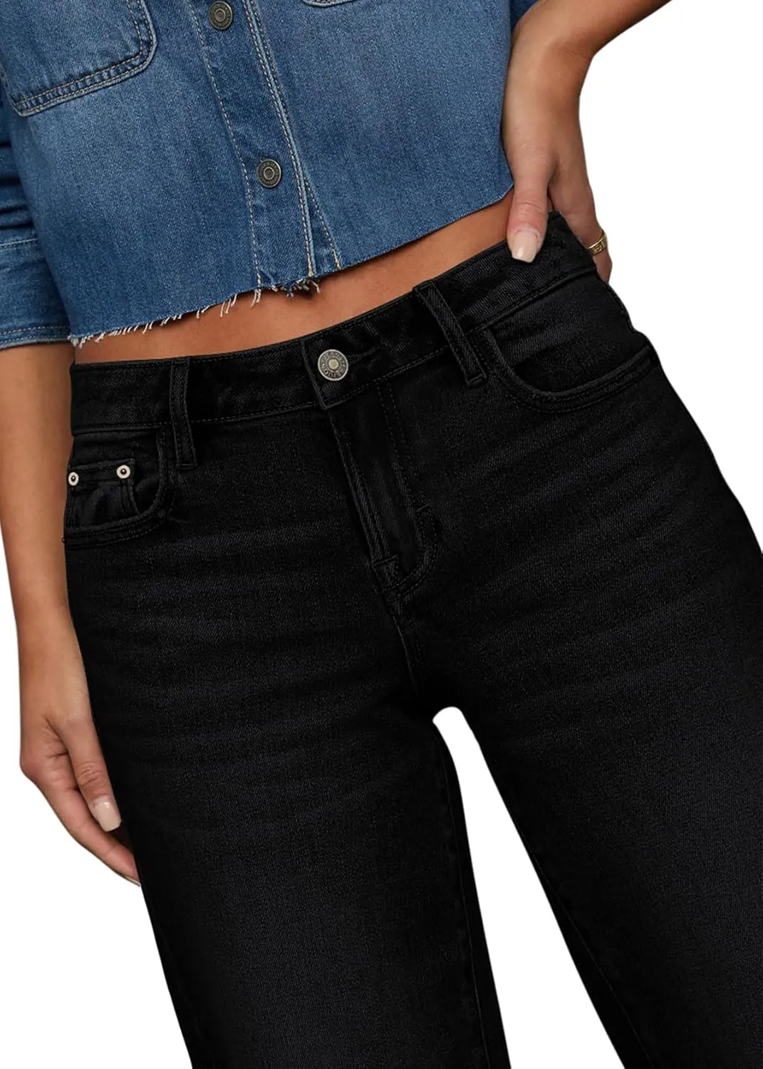Straight Leg Jeans for Women Trendy High Waisted Cropped Boyfriend Mom Stretchy Frayed Hem Loose Wide Leg Baggy Pants