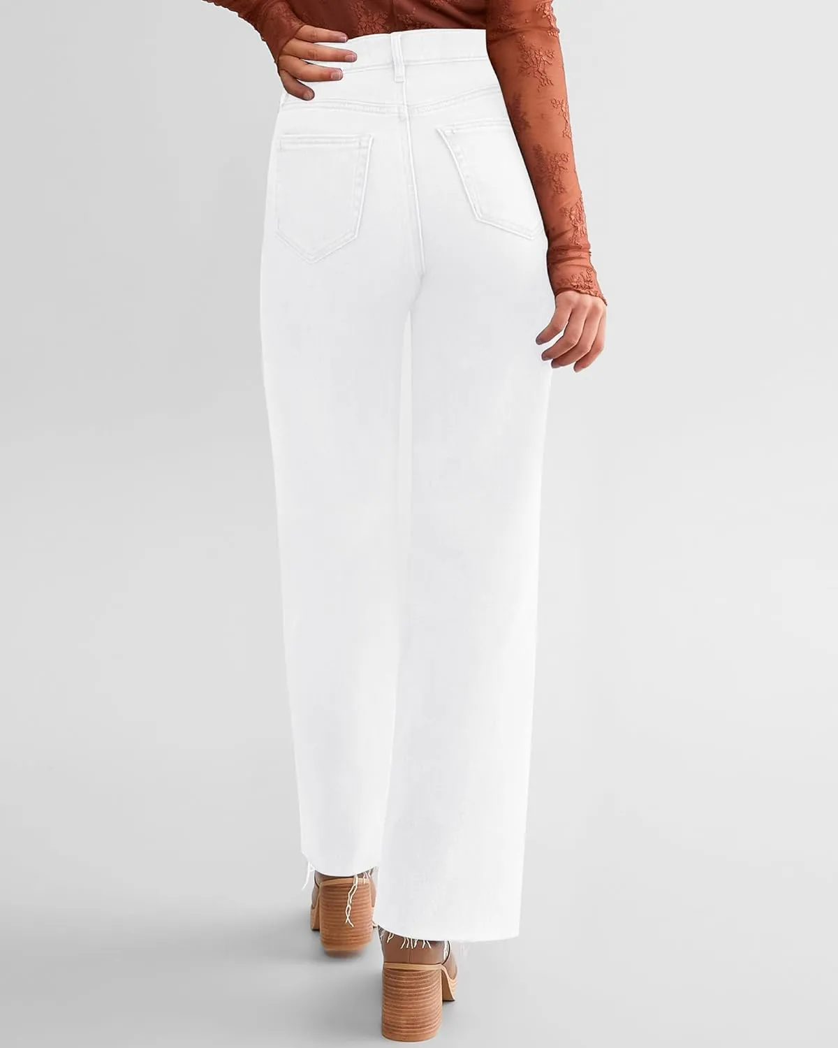 Straight Leg Jeans for Women Trendy High Waisted Cropped Boyfriend Mom Stretchy Frayed Hem Loose Wide Leg Baggy Pants
