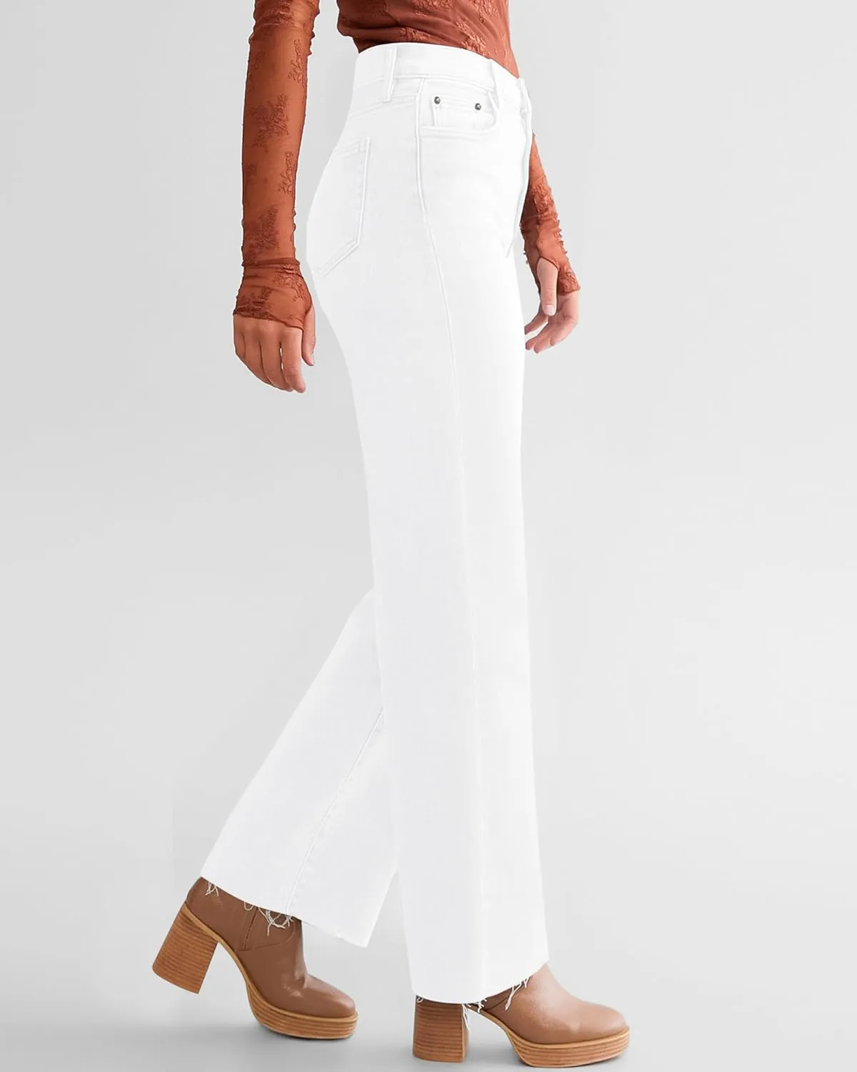 Straight Leg Jeans for Women Trendy High Waisted Cropped Boyfriend Mom Stretchy Frayed Hem Loose Wide Leg Baggy Pants