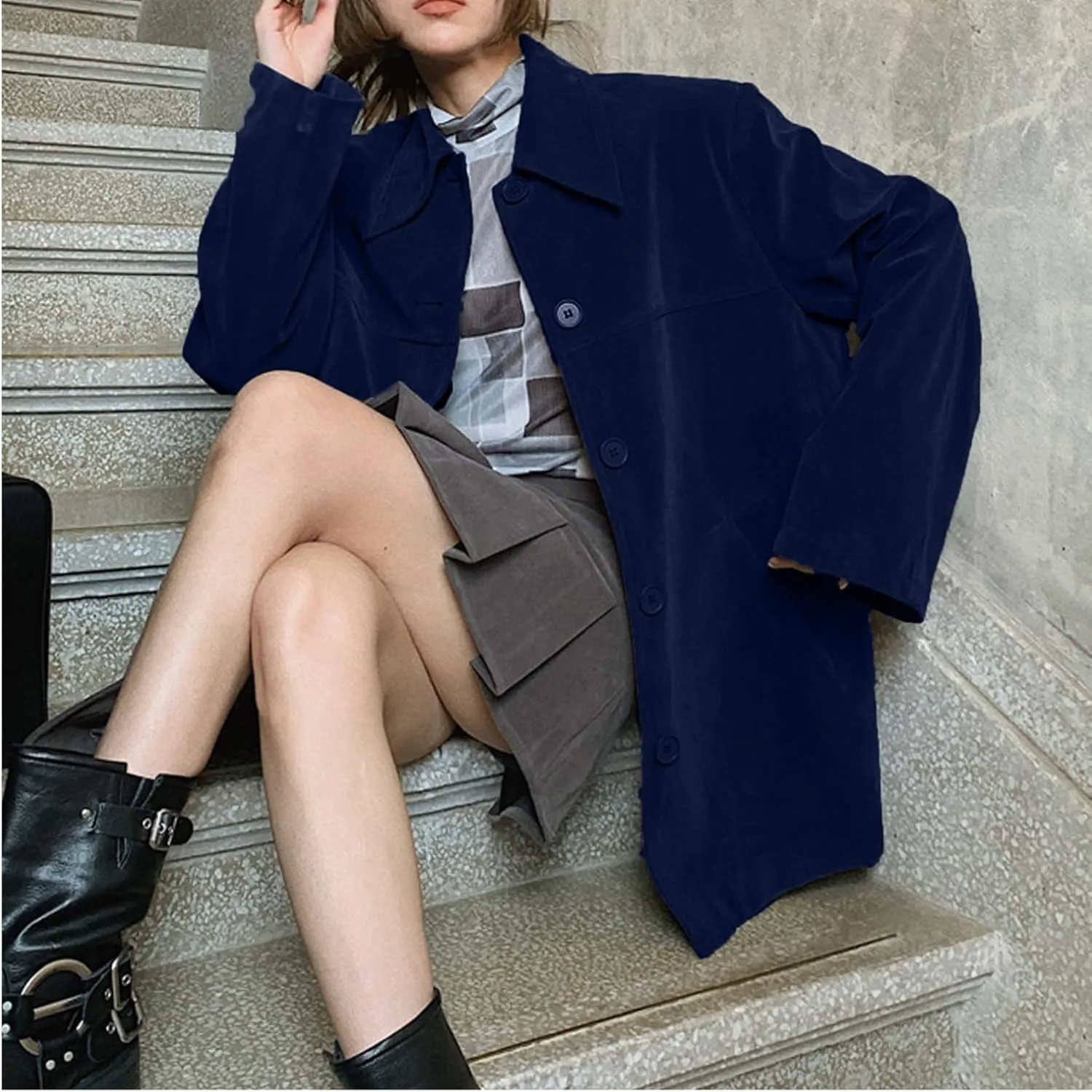 Suede Jacket Women Faux Suede Jacket Casual Old Money Aesthetic Y2k Oversized Leather Jackets for Women