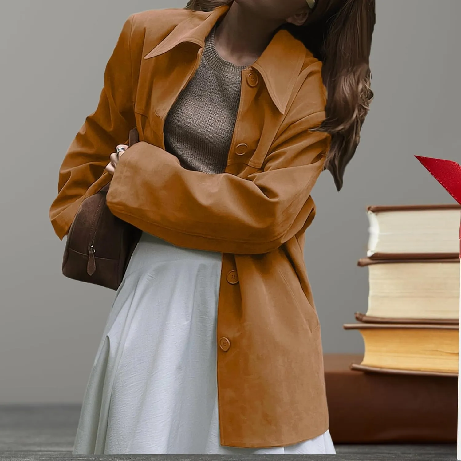 Suede Jacket Women Faux Suede Jacket Casual Old Money Aesthetic Y2k Oversized Leather Jackets for Women