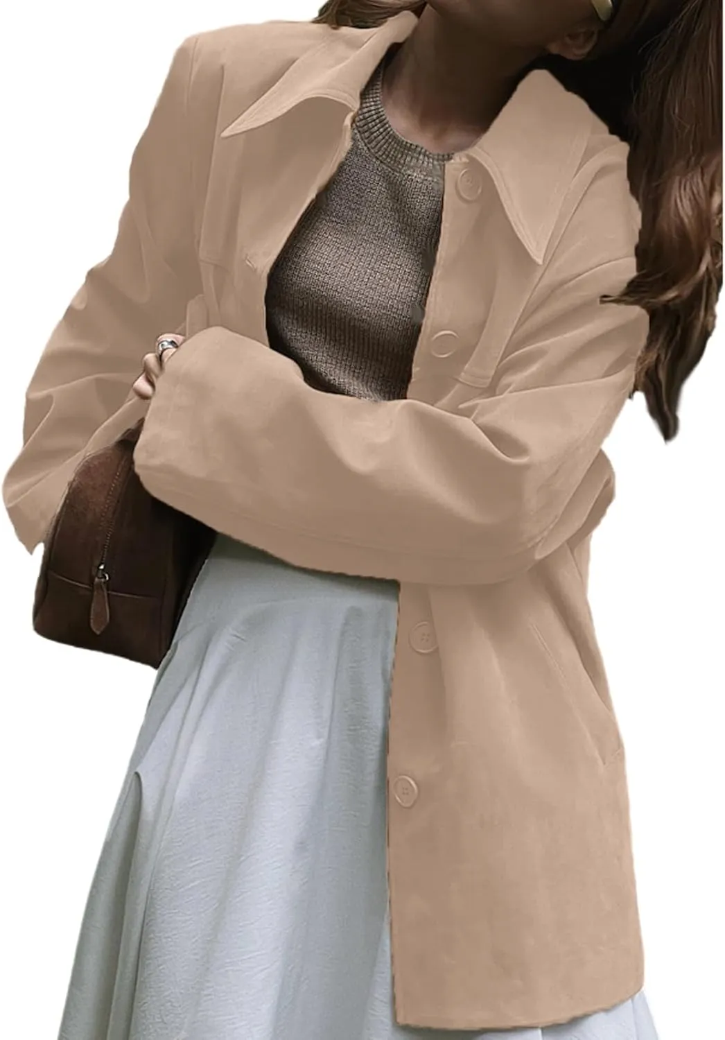 Suede Jacket Women Faux Suede Jacket Casual Old Money Aesthetic Y2k Oversized Leather Jackets for Women