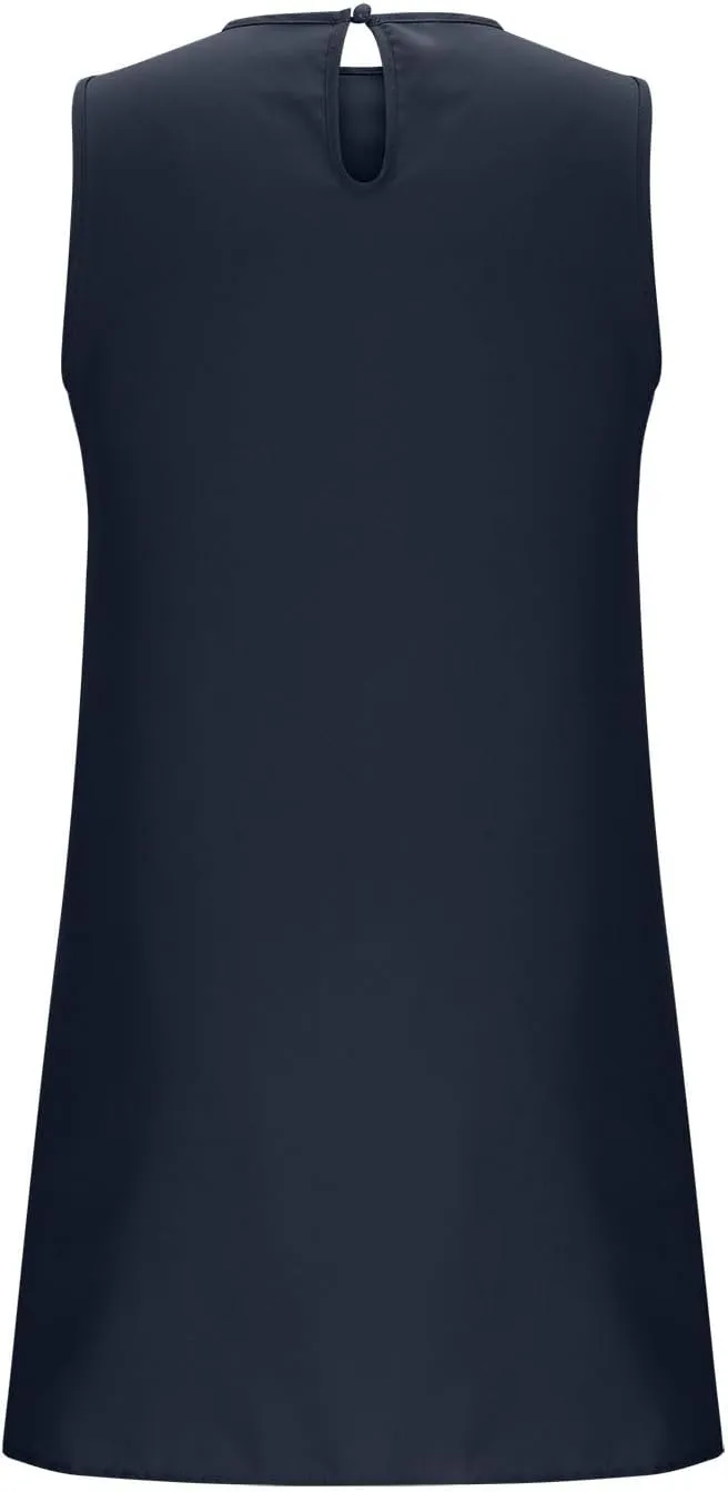 Summer Casual Sleeveless Tank Dresses for Women 2025 Crewneck Beach Vacation Sundresses A-Line Ruffle Hem Mini Dress