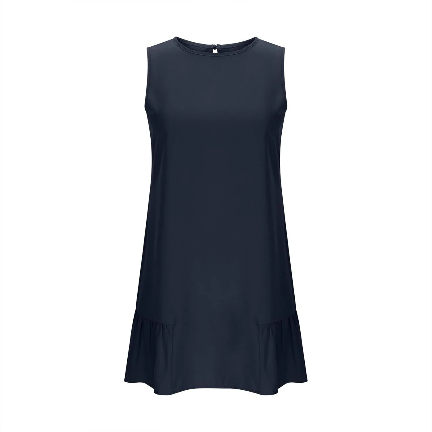 Summer Casual Sleeveless Tank Dresses for Women 2025 Crewneck Beach Vacation Sundresses A-Line Ruffle Hem Mini Dress