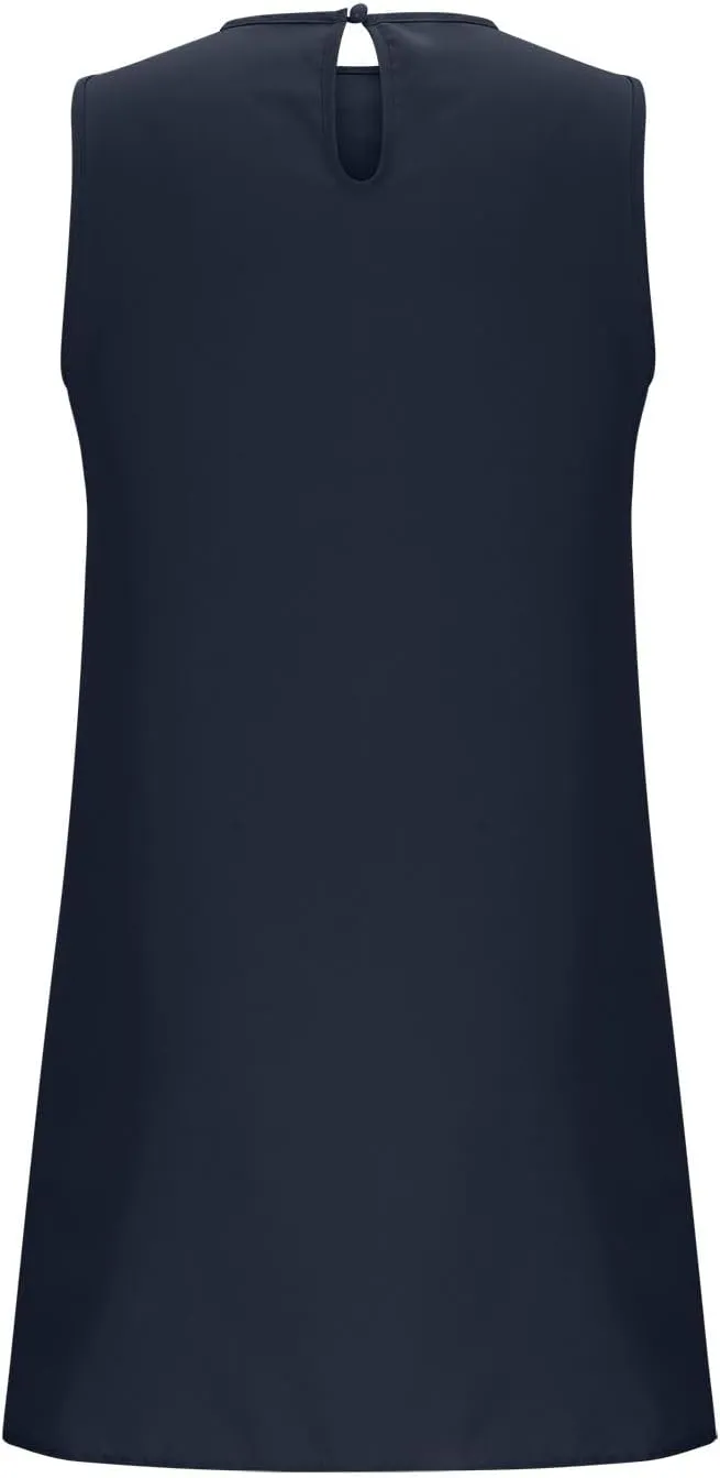 Summer Casual Sleeveless Tank Dresses for Women 2025 Crewneck Beach Vacation Sundresses A-Line Ruffle Hem Mini Dress