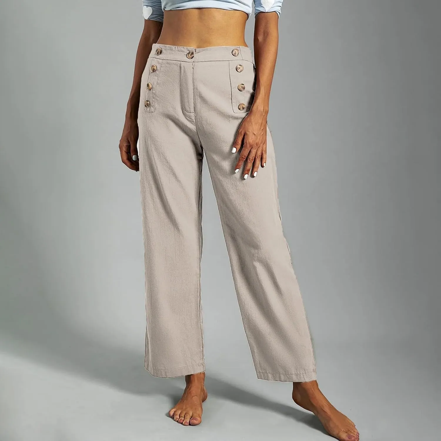 Sweats for Women Long Drawstring Casual Linen Elastic Women Leg Solid Cotton Pants Sports Athletic Lounge Pants with