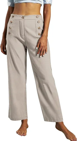 Sweats for Women Long Drawstring Casual Linen Elastic Women Leg Solid Cotton Pants Sports Athletic Lounge Pants with