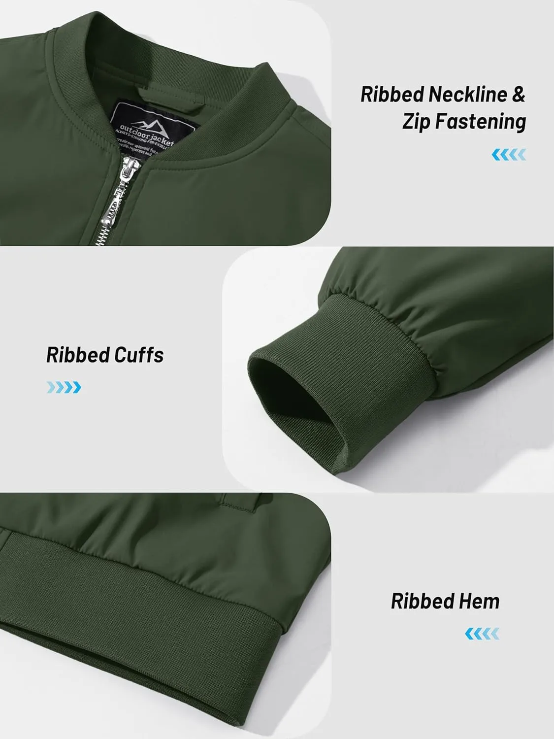 TACVASEN Women's Bomber Jackets Lightweight Casual Jacket Full Zip Windbreaker Fall Jacket