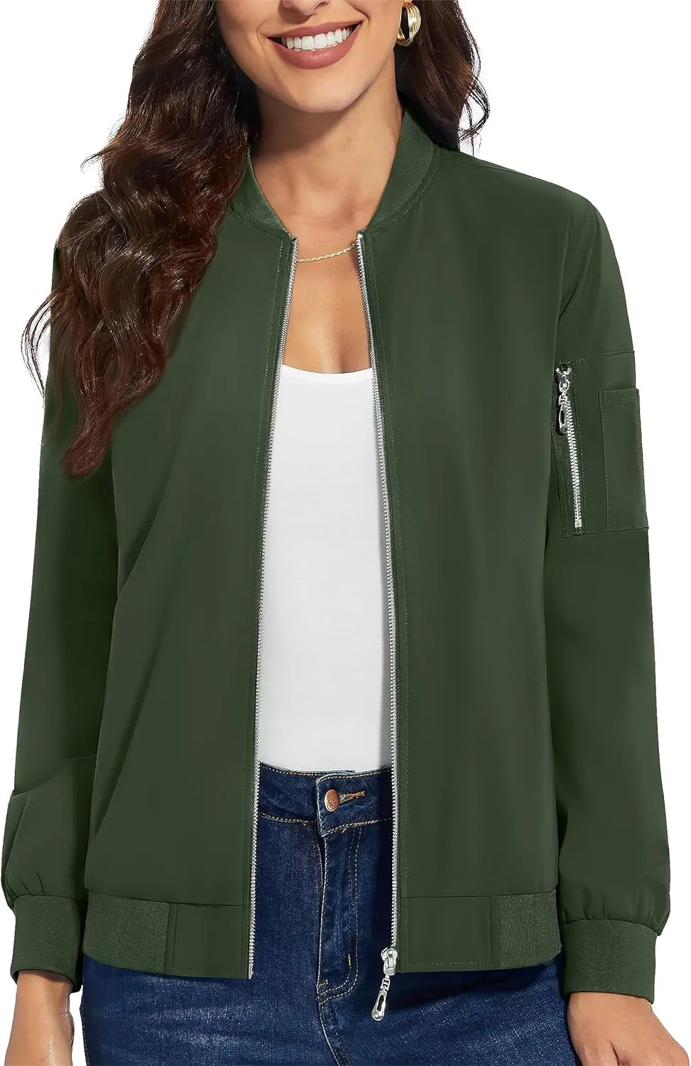 TACVASEN Women's Bomber Jackets Lightweight Casual Jacket Full Zip Windbreaker Fall Jacket