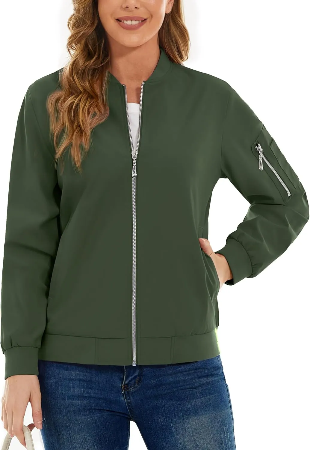 TACVASEN Women's Bomber Jackets Lightweight Casual Jacket Full Zip Windbreaker Fall Jacket