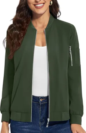 TACVASEN Women's Bomber Jackets Lightweight Casual Jacket Full Zip Windbreaker Fall Jacket