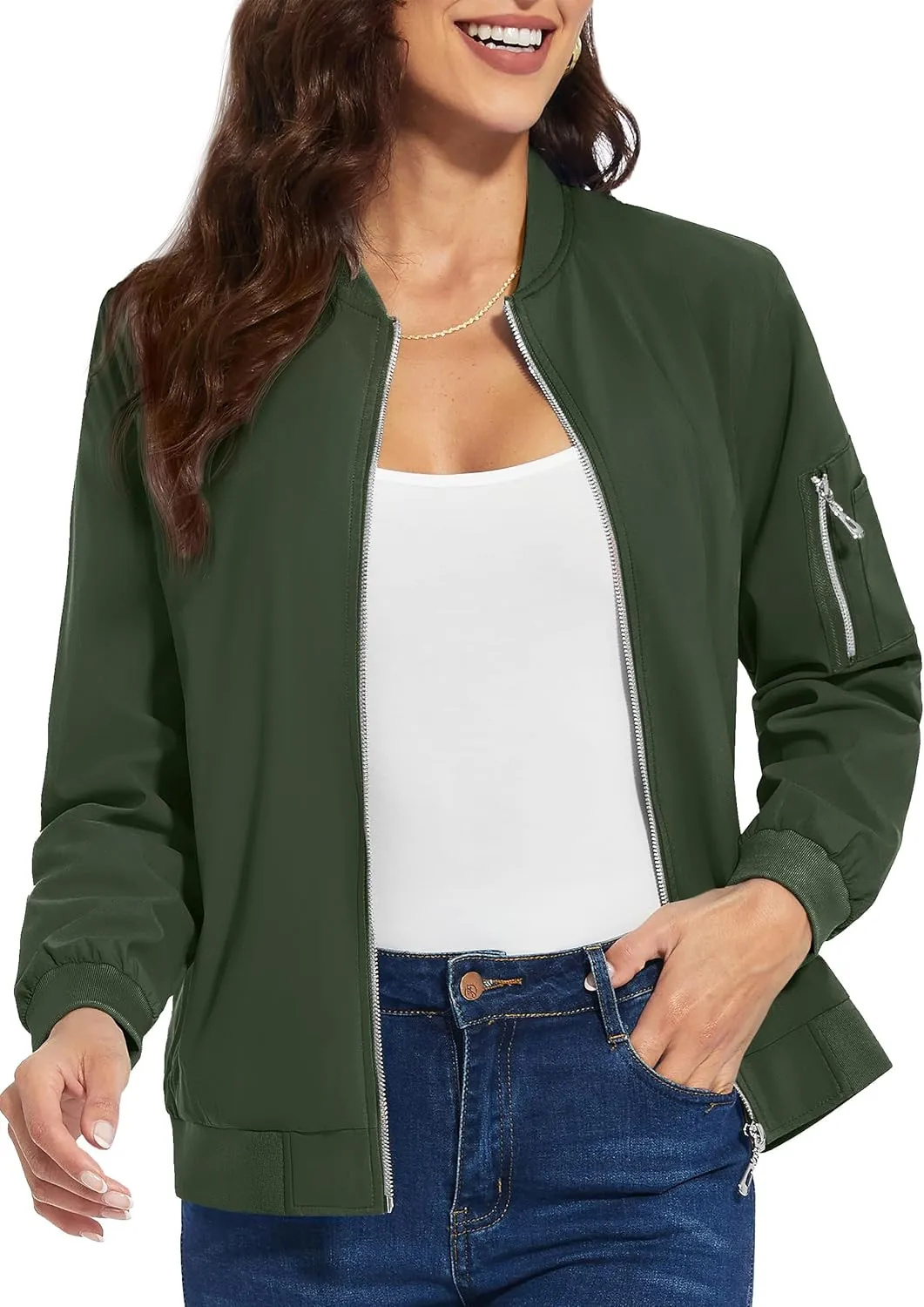 TACVASEN Women's Bomber Jackets Lightweight Casual Jacket Full Zip Windbreaker Fall Jacket