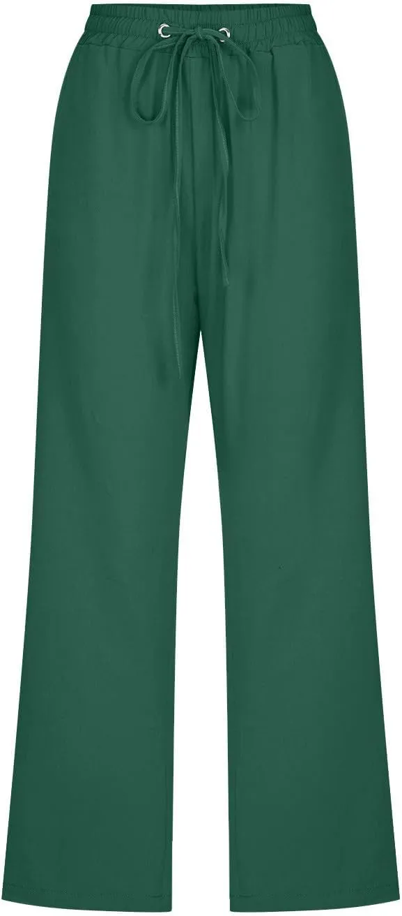 TARIENDY Stretchy Capris for Women Women's high Waist Wide Leg Capris 2025 Summer Casual Outfits Elastic Drawstring Pants