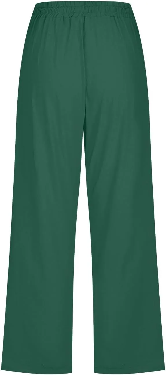 TARIENDY Stretchy Capris for Women Women's high Waist Wide Leg Capris 2025 Summer Casual Outfits Elastic Drawstring Pants