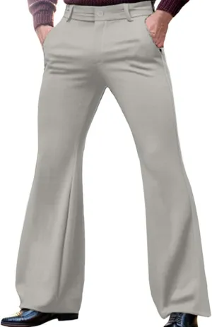Thatrich Suit Pant Men Slim Fit Wide Leg Harem Pant Business Work Casual Trousers Retro Flared Formal Pant Comfy Lightweight