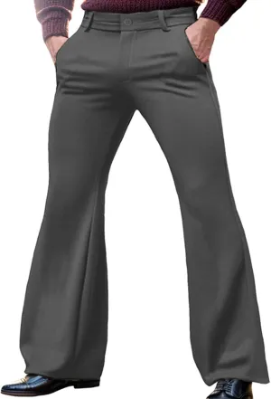 Thatrich Suit Pant Men Slim Fit Wide Leg Harem Pant Business Work Casual Trousers Retro Flared Formal Pant Comfy Lightweight