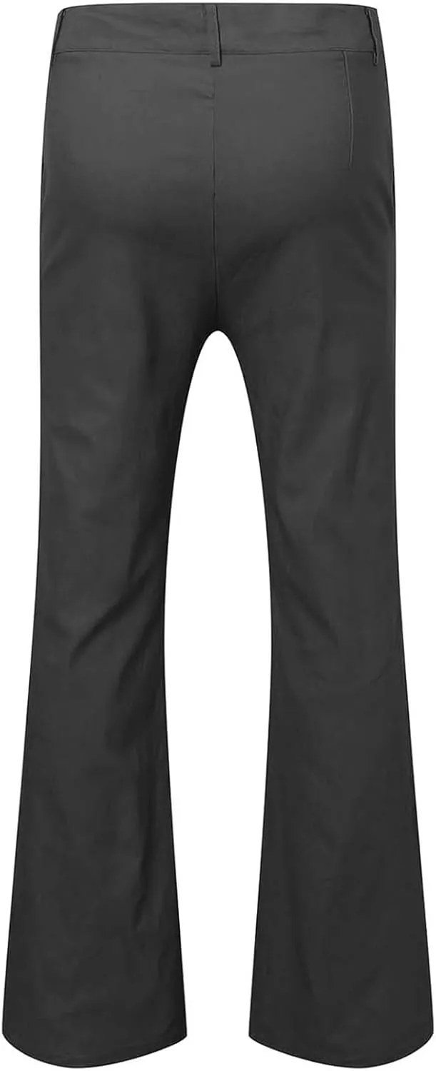 Thatrich Suit Pant Men Slim Fit Wide Leg Harem Pant Business Work Casual Trousers Retro Flared Formal Pant Comfy Lightweight
