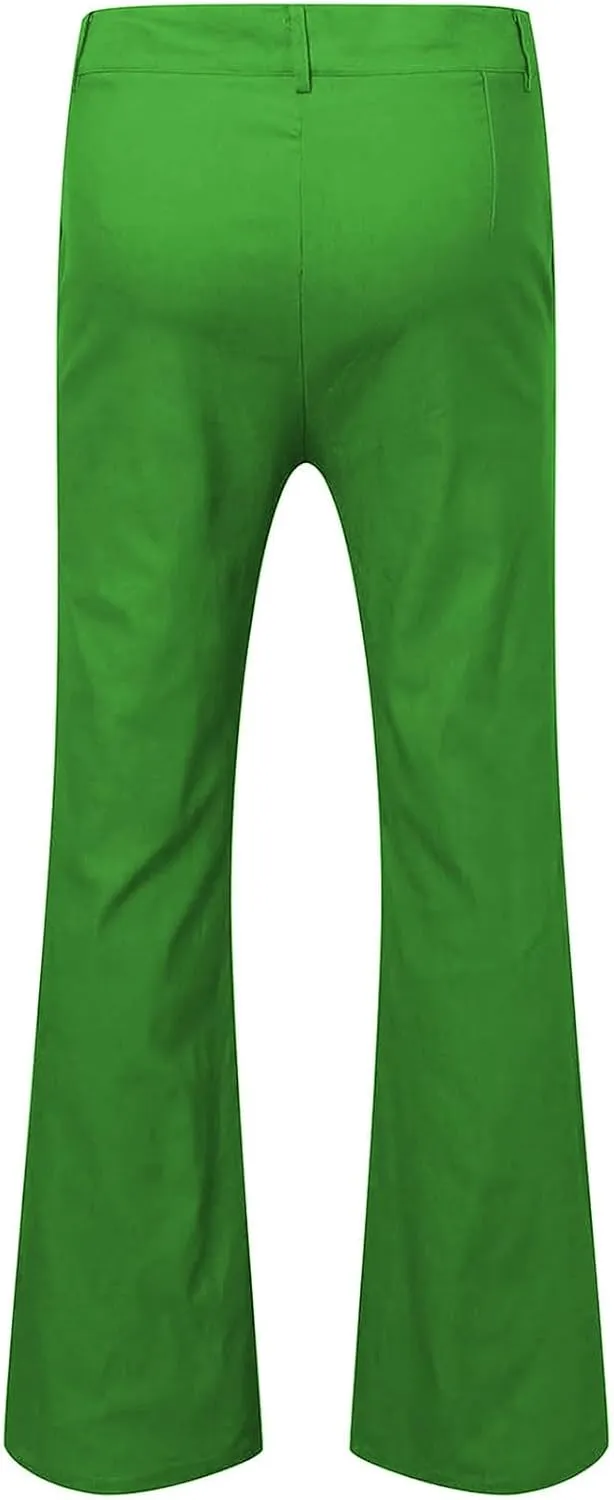 Thatrich Suit Pant Men Slim Fit Wide Leg Harem Pant Business Work Casual Trousers Retro Flared Formal Pant Comfy Lightweight