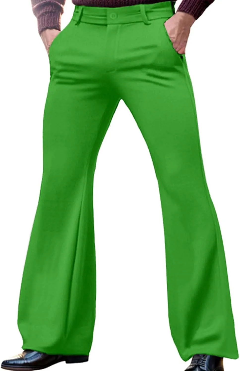 Thatrich Suit Pant Men Slim Fit Wide Leg Harem Pant Business Work Casual Trousers Retro Flared Formal Pant Comfy Lightweight