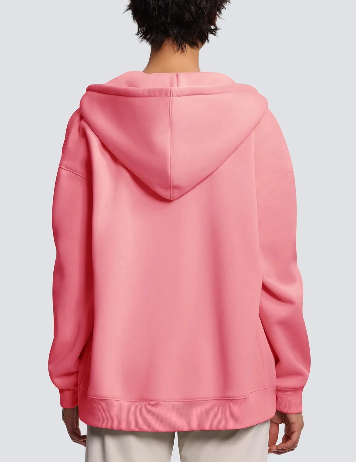 THE GYM PEOPLE Womens Oversized Fleece Hoodies Full-Zip Workout Lounge Hooded Coats Fall Tops with Pockets Drawstring