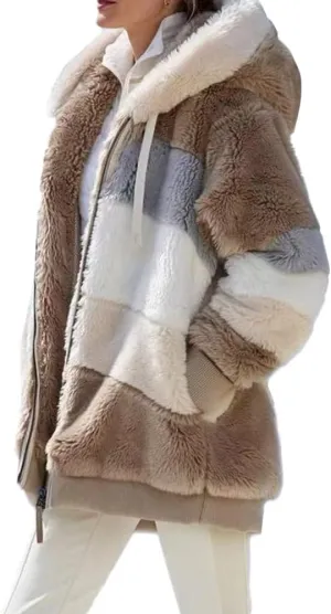 TIAFORD Women's Sherpa Jacket Fuzzy Fleece Zip Up Hoodie Oversized Jackets Winter Warm Fluffy Coat with Pockets